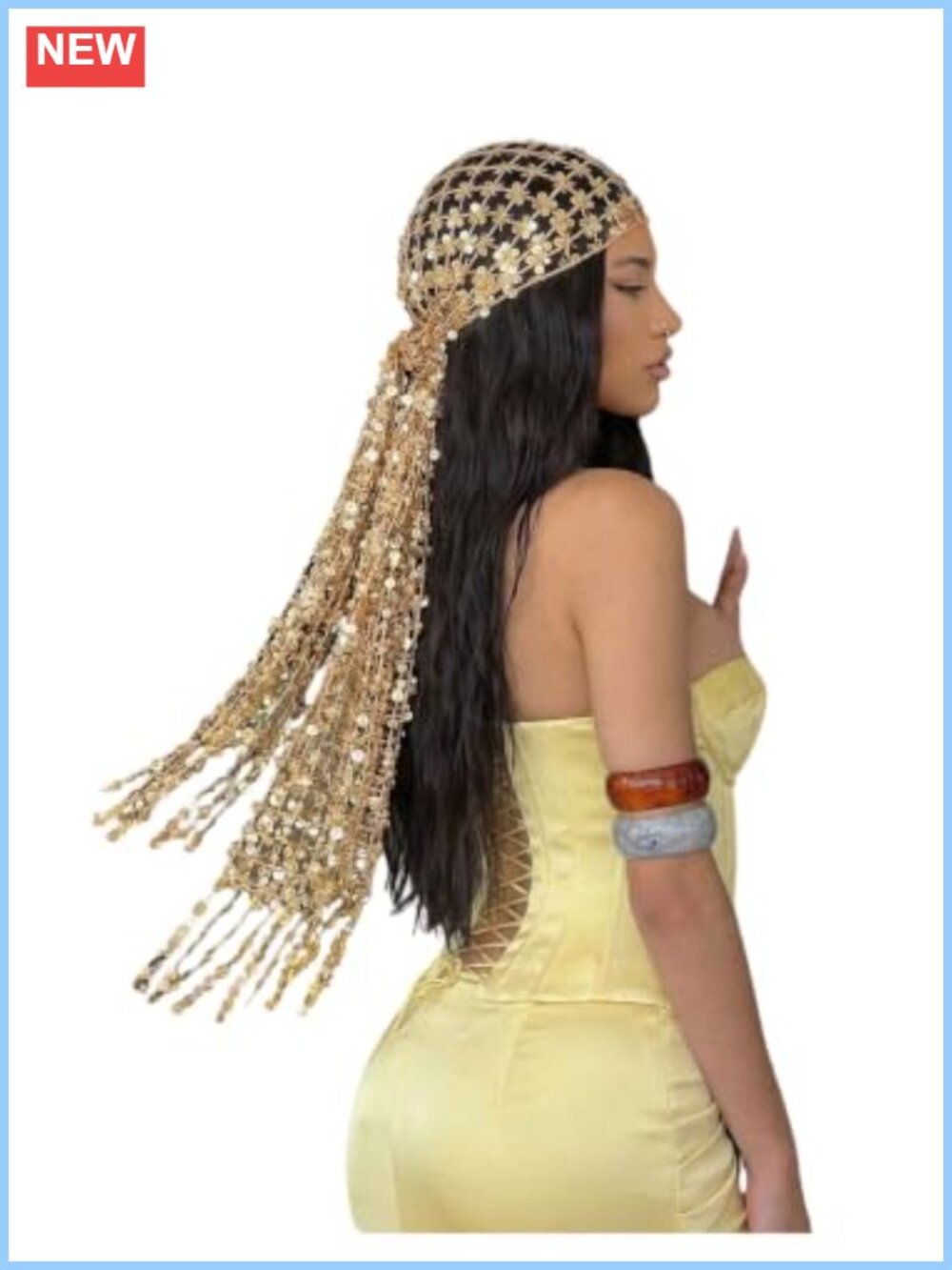 Sequin Crochet Knit Long Scarf Fringe Boho Head Scarf Dance Waist Belt Shawl